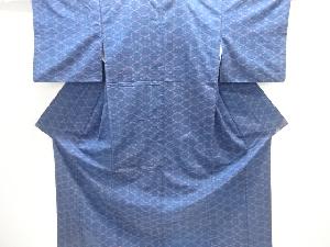 アンティーク　松皮菱模様織り出し手織り紬着物